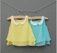 2012 夏款 女童吊带衫 小清新 飘逸纱雪纺衬衫 娃娃衫 小背心