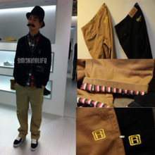 正品代购 李晨 A BATHING APE BAPE 牛仔贴布款 休闲男款布裤