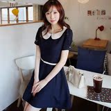 2012新款夏装~甜美修身娃娃翻领韩版短袖连衣裙 韩版连衣裙8232