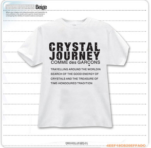 夏季型男必备 人气Crystal-journey简约款百搭字母短袖白色T恤