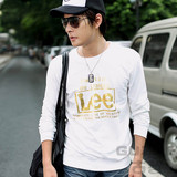 特价 个性非主流嘻哈男装 烫金LEE字母图案 纯棉长袖t恤t-shirt