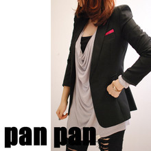【PANPAN】XF-035 独家  新款黑色中长款枚粉小兜 耸肩西装