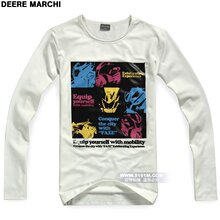 【5151m】DEERE MARCHI莱卡时尚帅气摩托弹性长袖T恤 CYR002白