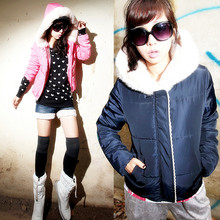 as安都2011冬新女装韩版甜美带毛帽里修身棉服(3色)9158233