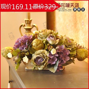  包邮 [露娜]客厅欧式餐桌花艺套装饰家居摆设玫瑰花绢花仿真花