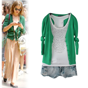 Chun xia's classical money to simple joker pure color of conventional v-neck cardigan sweater multiple color into