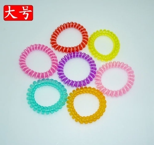  韩版双色电话线发绳 成人儿童发圈 彩色黑色皮筋 发饰 大号
