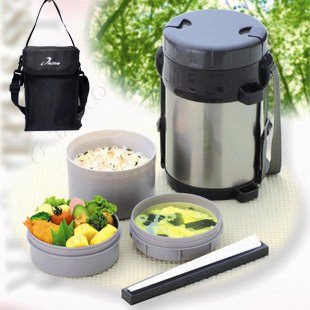 F-2468日本TAFUCO泰福高正品特价不锈钢三层保温饭盒便当盒2L