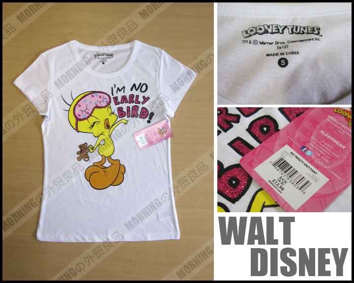 美国原单新款Walt Disney迪士尼小翠 纯棉短袖T恤 女 圆领 偏大码