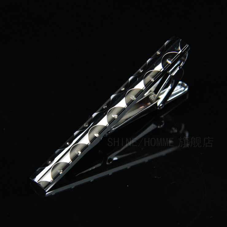 SHINE/HOMME镶钻领夹 黑色水钻珐琅领带夹 高档领带夹 送礼盒U910