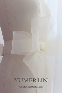 新娘婚纱腰带香槟，白色象牙黑色网花立体大蝴蝶结配件饰品