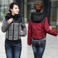 2012秋冬装新款女装 专柜正品 韩版细格子连帽短棉衣 外套 三彩款