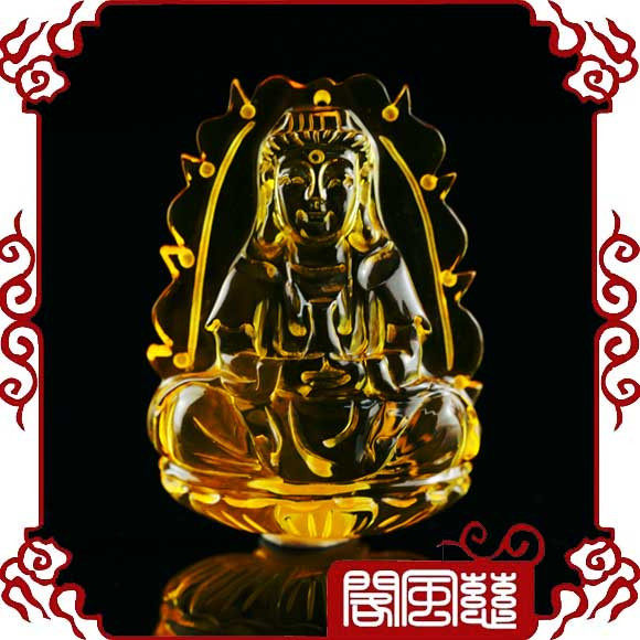 五冠慈风阁★开光天然波罗的海金珀琥珀观音护佑项坠GY080727-9