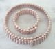 三三珍珠粉专卖 三排米形珍珠项链和手链套装