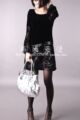 2010早春预定 ZIMMUR正品 丝绒拼真丝小喇叭袖 妩媚诱惑连衣裙 