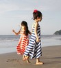 条纹裙海军风女童海边沙滩，连长衣裙波西米，亚风大摆长裙儿童女