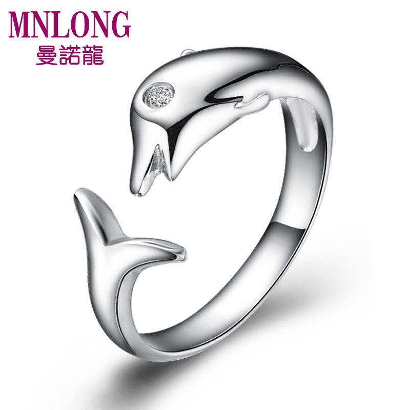 曼诺龙 海豚戒指 女士开口戒指 925纯银饰品 韩版女潮人尾戒 曼诺龙 海豚戒指 女士开口戒指 925纯银饰品 韩版女潮人尾戒
