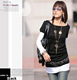 韩版秋装新款E0700黑色假两件式上衣