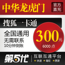 中华龙虎门点卡/中华龙虎门6000点300元/第五代自动快充