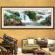 印花dmc十字绣客厅大幅画风景山水画系列，流水生财图