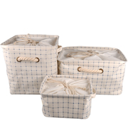 ZAKKA日系棉麻束口布艺衣物整理箱储物箱可折叠收纳盒有盖收纳箱