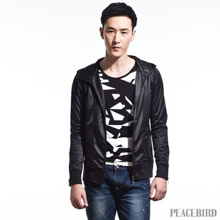  太平鸟新款 黑色卫衣男开衫 休闲衫外套针织韩版81511126003