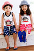 韩版童装夏装男童休闲套装，女童宝宝大嘴猴背心，短裤儿童运动套装