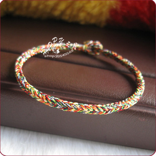  佛教五色线手链 独家4面8线极品佛线开运招财红手绳 手工 编织