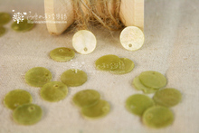 9月新品.贝壳制品.彩色贝壳圆片 --(军绿色) 10颗起售