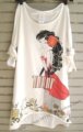 2件包邮 2010春装热卖手绘美女长款不规则打底T恤裙TX3001