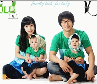  爆款亲子装波西米亚风格家庭装母女裙/母子装/父子装/父女装