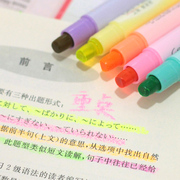 韩国果冻荧光笔固体，荧光棒彩色记号笔旋转标记腊笔6色选