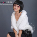 冲皇冠瑞丽70羊毛仿狐狸毛白色披肩特价130礼服婚纱披风新娘