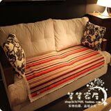 掌柜推荐 夏天 咖彩条 纯棉编织沙发垫/沙发套/沙发巾 70宽和90宽