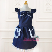 韩式围裙--蓝色洛丽塔蕾丝时尚宫廷日本可爱公主复古黑美甲孕婴店