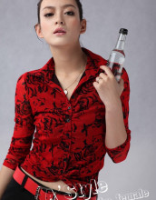 专柜哥弟女装同款铿锵玫瑰纱衣衬衫5838红