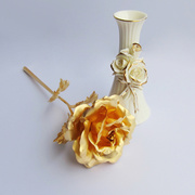金玫瑰花24k金箔玫瑰花配陶瓷，花瓶送女友老婆女生情人节生日礼物