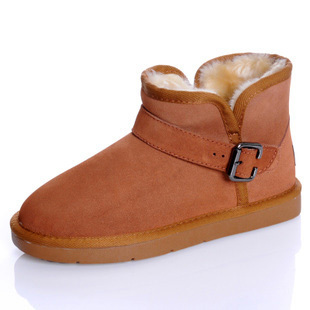  新品牛筋底牛皮短靴 正品低筒雪地靴男女式情侣靴子冬季棉鞋