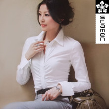 天猫正品女装 杂志专柜职业干练 女胸前褶皱翻袖长袖衬衫 Stamen