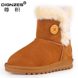  包邮DIGNZES正品真皮牛皮亲子鞋款儿童雪地靴童鞋男靴女靴翻毛款