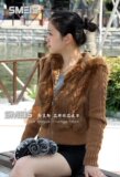 SMEIS 斯美斯品牌 优质兔毛皮配毛线带帽 女式时尚皮草外套 8色