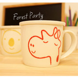 Housemate卡通动物早餐杯 创意陶瓷马克杯 情侣水杯 带盖情侣杯子