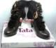 09秋冬新款 TATA 他她正品 水貂毛 牛皮 中跟 女靴短靴FUW44