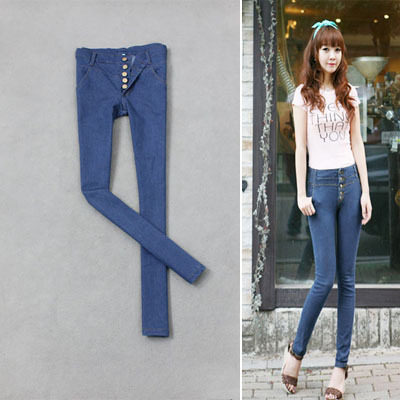 2012 the new Korean female and slim waist and five button placket of metal jeans pencil pants pants feet 5598
