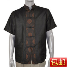 2010 真丝香云纱男装短袖 中老年男士唐装父亲节礼物 特价促销