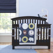 婴儿床上用品套件蓝色动物园床品秋冬宝宝床围四件套