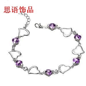  正品925纯银手链女韩国韩版天然紫水晶时尚饰品情人节生日礼物999