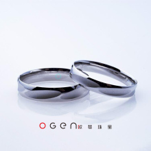 5钻【OGEN欧琴珠宝】0810铂金协会pt950铂金情侣婚戒爱的足迹对戒