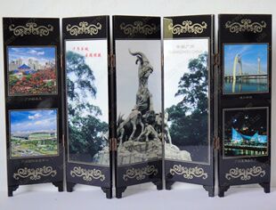  特价广州特色旅游纪念品仿古小屏风礼盒圣诞外事礼品广州五羊城
