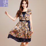 青及高端 裙角飞扬 真丝连衣裙 桑蚕丝大牌正品2012夏季女装礼服